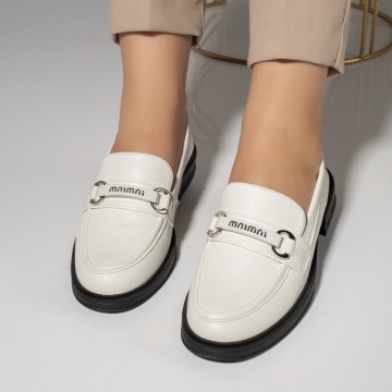 Mocasini dama albi cu accesoriu metalic MOD10048, 2, modlet.ro