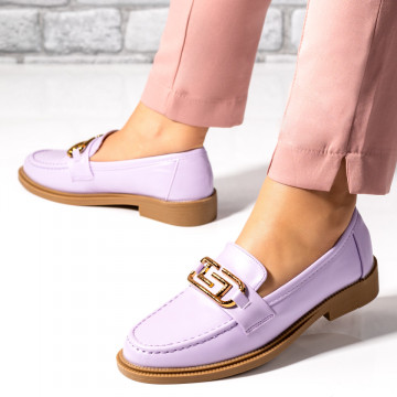 Mocasini dama cu accesoriu metalic mov MOD09758, 3, modlet.ro