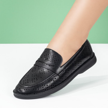 Mocasini dama negri perforati MOD05784, 2, modlet.ro