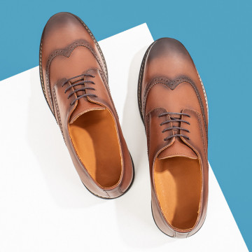 Pantofi barbatesti eleganti cu siret din Piele naturala maro MOD03546, 4, modlet.ro