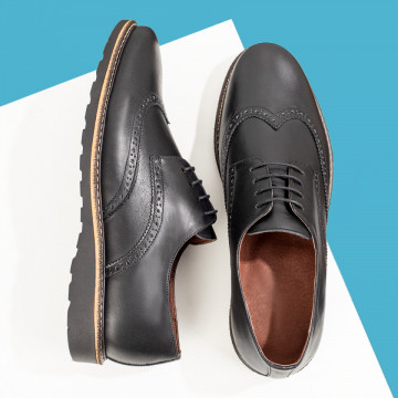 Pantofi barbatesti eleganti cu siret din Piele naturala negri MOD03546, 3, modlet.ro