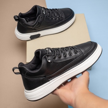 Pantofi barbati casual cu siret elastic si talpa groasa negri MOD13942, 4, modlet.ro