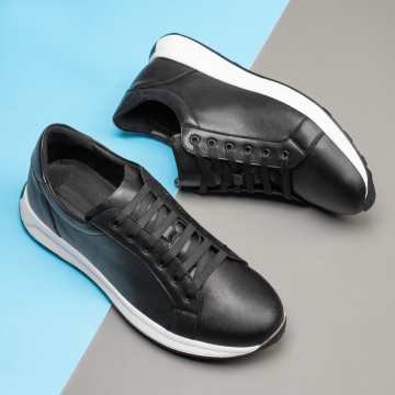 Pantofi barbati casual negri cu talpa alba din Piele Naturala MOD11916, 4, modlet.ro