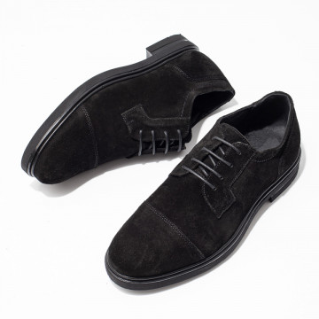 Pantofi barbati eleganti din Piele naturala negri suede MOD10674, 2, modlet.ro
