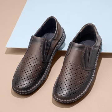 Pantofi casual barbati cu perforatii maro din Piele naturala MOD13463, 2, modlet.ro