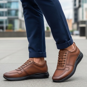 REDUCERI INCALTAMINTE, Pantofi casual barbati cu siret maro din Piele naturala MOD13251, modlet.ro