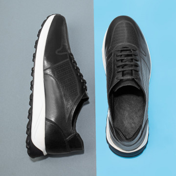 Pantofi casual barbati cu siret negri din Piele naturala MOD11463, 3, modlet.ro