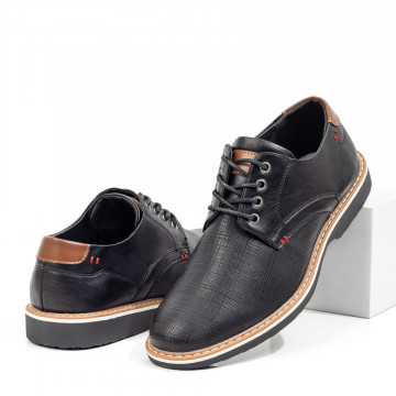 Pantofi casual barbati cu siret negri MOD08443, 3, modlet.ro