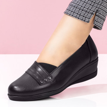 Pantofi casual cu platforma dama din Piele naturala negri MOD08275, 3, modlet.ro