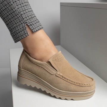 Pantofi casual cu platforma khaki suede din Piele naturala MOD11690, 2, modlet.ro