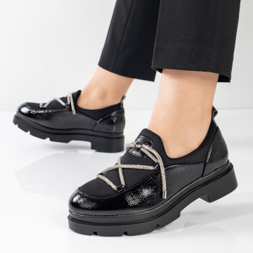 Pantofi casual cu strasuri si talpa groasa negri MOD11061, 4, modlet.ro