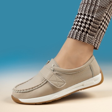 Pantofi casual cu talpa joasa si inchidere cu scai khaki MOD14234