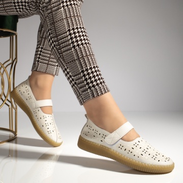 Pantofi casual dama albi cu scai MOD13269, 4, modlet.ro