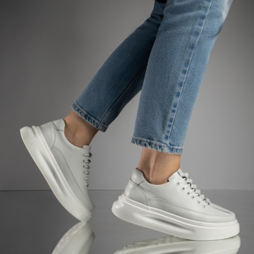 Pantofi casual dama albi din Piele naturala MOD11702, 2, modlet.ro