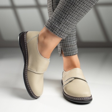 Pantofi casual dama bej cu scai din Piele naturala MOD06740, 2, modlet.ro