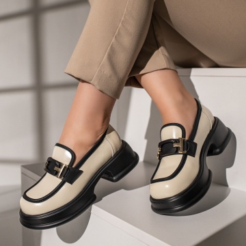 Pantofi casual dama bej cu talpa groasa neagra MOD11837, 3, modlet.ro