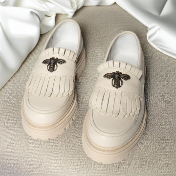 Pantofi casual dama bej din Piele Naturala MOD12211, 4, modlet.ro