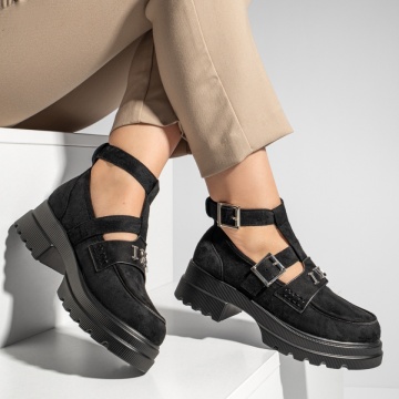 Pantofi casual dama cu aplicatii metalice negru suede ZEF13095, 1, zeforia.ro