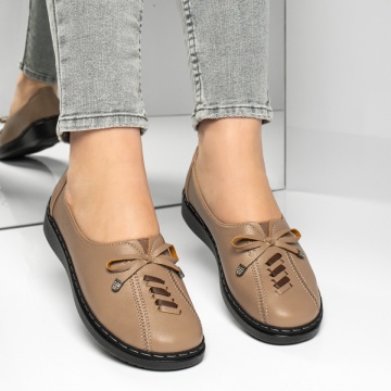 Pantofi casual dama cu fundita maro MOD13160, 2, modlet.ro