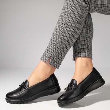 Pantofi casual dama cu fundita negri din Piele naturala MOD11990, 2, modlet.ro