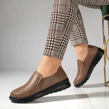 Pantofi casual dama cu insertie de material elastic maro MOD12984, 2, modlet.ro
