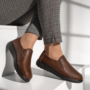 Pantofi casual dama cu insertie de material elastic maro MOD13073, 3, modlet.ro