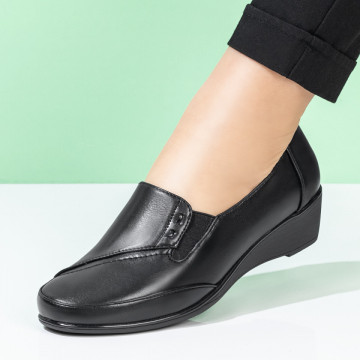 Pantofi casual dama cu material elastic si platforma negri DORA33