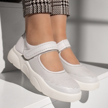 Pantofi casual dama cu perforatii albi MOD13378, 3, modlet.ro