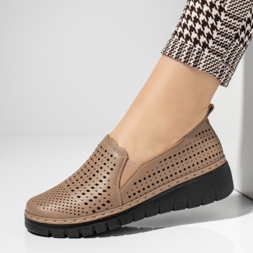 Pantofi casual dama cu perforatii bej MOD13352, 3, modlet.ro
