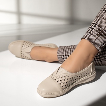 Pantofi casual dama cu perforatii bej MOD14350, 2, modlet.ro