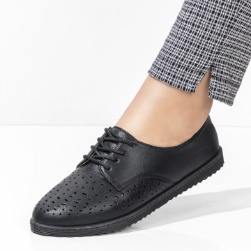 Pantofi casual dama cu perforatii negri MOD033882, 4, modlet.ro