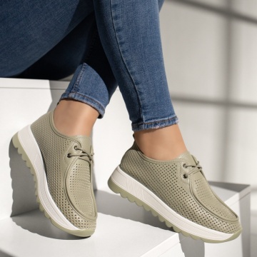 Pantofi casual dama cu perforatii verzi MOD13439, 4, modlet.ro