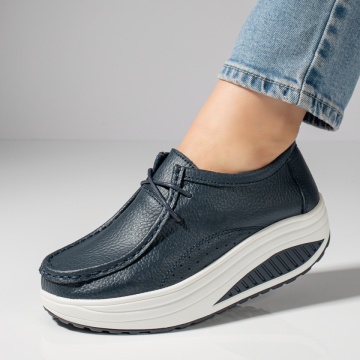 Pantofi casual dama cu platforma albastri din Piele naturala MOD10096, 1, modlet.ro
