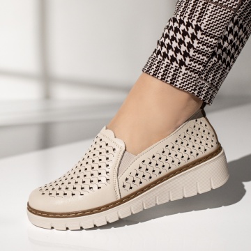 Pantofi casual cu platforma, Pantofi casual dama cu platforma bej EVA5, modlet.ro