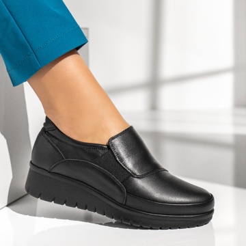 Pantofi casual dama cu platforma negri din Piele naturala MOD14050, 4, modlet.ro