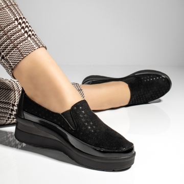Pantofi casual dama cu platforma negru suede MOD13259, 3, modlet.ro