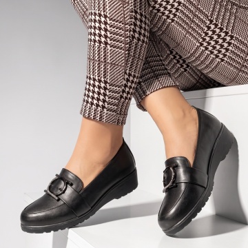Pantofi casual cu platforma, Pantofi casual dama cu platforma si accesoriu decorativ gri inchis ANA73, modlet.ro