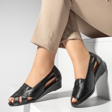 Pantofi casual dama cu platforma si perforatii dama negri MOD13334, 2, modlet.ro