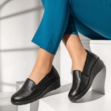Pantofi casual dama cu platforma si perforatii negri MOD11212, 2, modlet.ro