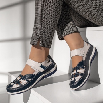 Pantofi casual dama cu scai alb cu albastru MOD11351, 2, modlet.ro