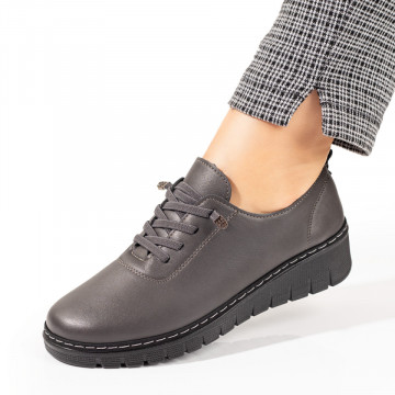 Pantofi casual dama cu siret elastic gri MOD10329, 2, modlet.ro