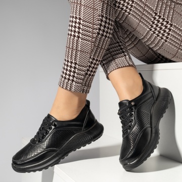 Pantofi casual dama cu siret elastic negri LIA7, 2, modlet.ro