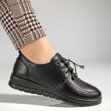 Pantofi casual dama cu siret elastic negri MOD11936, 4, modlet.ro