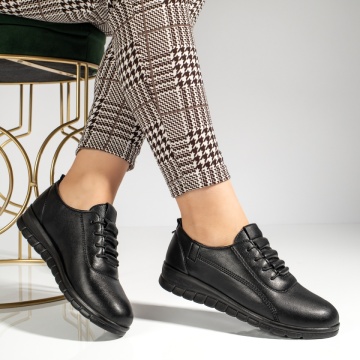 Pantofi casual dama cu siret elastic negri MOD12424, 3, modlet.ro
