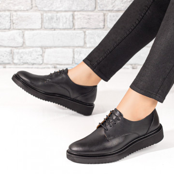 Pantofi casual dama cu siret negri din Piele naturala MOD03627, 3, modlet.ro