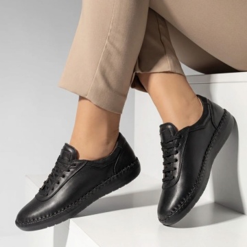Pantofi casual dama cu siret negri din Piele naturala MOD03629, 3, modlet.ro