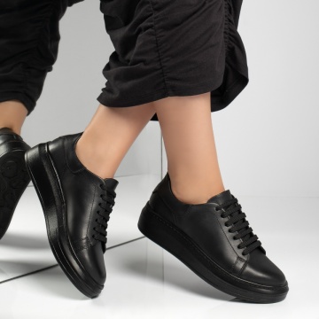 Pantofi casual dama cu siret negri din Piele naturala MOD11891, 4, modlet.ro
