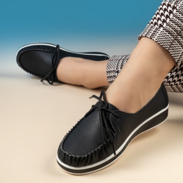 Reduceri pantofi casual dama, Pantofi casual dama cu siret negri GINA7, modlet.ro