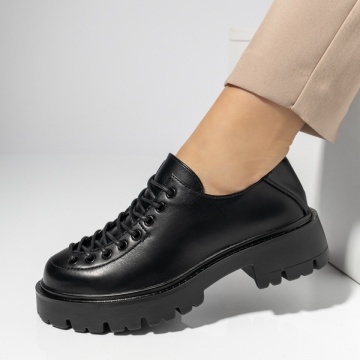 Pantofi dama, Pantofi casual dama cu siret negri MOD14195, modlet.ro