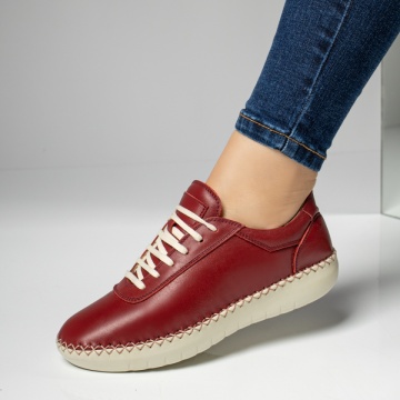 Pantofi casual dama cu siret visinii din Piele naturala MOD03629, 3, modlet.ro